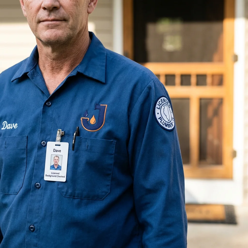Licensed plumber showing ID badge in Taft, TX