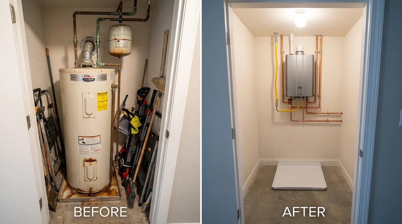 Tank water heater versus wall-mounted tankless unit comparison for Taft, TX homeowners